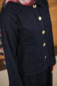 Gömlek Yaka Gümüş Düğme Detay Etekli Takım Lacivert