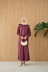 Gömlek Yaka Gümüş Düğme Detay Takım Bordo