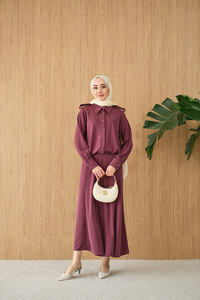 Gömlek Yaka Gümüş Düğme Detay Takım Bordo