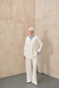 Gömlek Yaka İkili Takım Beyaz