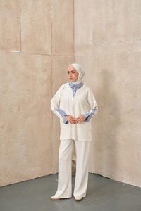 Gömlek Yaka İkili Takım Beyaz