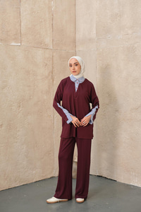 Gömlek Yaka İkili Takım Bordo