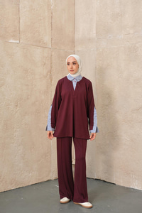 Gömlek Yaka İkili Takım Bordo