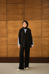 Gömlek Yaka İkili Takım Siyah