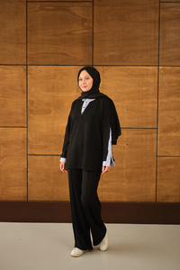 Gömlek Yaka İkili Takım Siyah