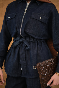 Gömlek Yaka Kot Takım Lacivert