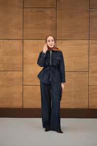 Gömlek Yaka Kot Takım Lacivert