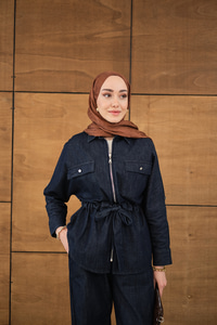 Gömlek Yaka Kot Takım Lacivert