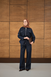 Gömlek Yaka Kot Takım Lacivert