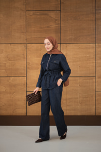 Gömlek Yaka Kot Takım Lacivert