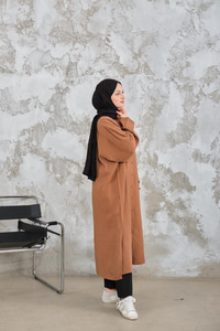 Gömlek Yaka Tensel Düğmeli Elbise Camel