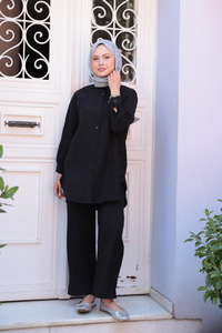 Gömlekli İkili Takım Siyah