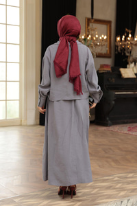 Gömlekli Tencele Elbise Antrasit