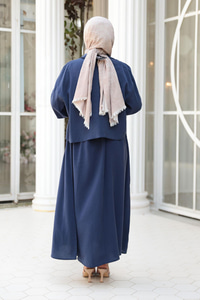 Gömlekli Tencele Elbise Lacivert