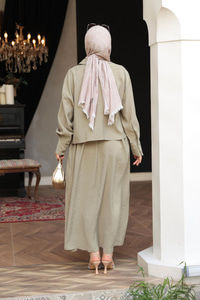 Gömlekli Tencele Elbise Yeşil