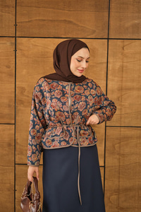 Gül Desen Ceket Kiremit