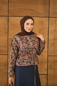 Gül Desen Ceket Kiremit