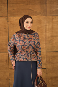 Gül Desen Ceket Kiremit