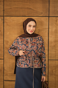 Gül Desen Ceket Kiremit