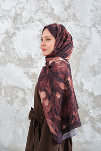 Gül Desen Şal Acı Kahve