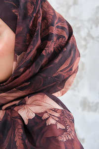 Gül Desen Şal Acı Kahve