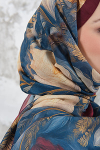 Gül Desen Şal Bordo