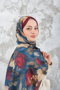 Gül Desen Şal Bordo