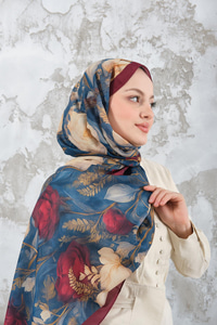 Gül Desen Şal Bordo
