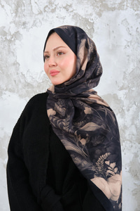 Gül Desen Şal Koyu Yeşil