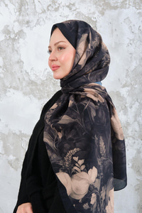 Gül Desen Şal Koyu Yeşil