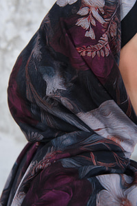 Gül Desen Şal Siyah