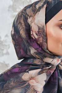 Gül Desen Şal Yağ Yeşil