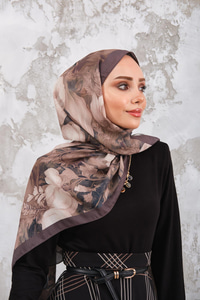 Gül Desen Şal Zümrüt Yeşil