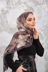 Gül Desen Şal Zümrüt Yeşil