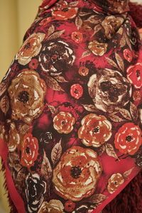 Gül Desen Soft Şal Bordo