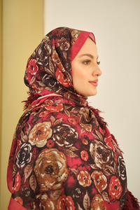 Gül Desen Soft Şal Bordo