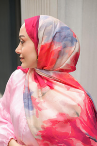 Gül Desen Soft Şal Bordo