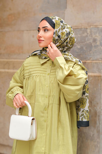 Gül Desen Soft Şal Fıstık Yeşil