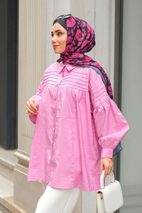 Gül Desen Soft Şal Fuşya