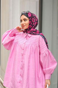 Gül Desen Soft Şal Fuşya