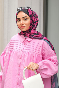 Gül Desen Soft Şal Fuşya