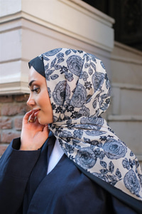 Gül Desen Soft Şal Gri