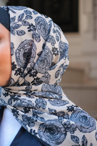 Gül Desen Soft Şal Gri