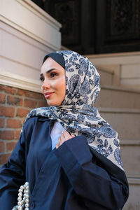 Gül Desen Soft Şal Gri