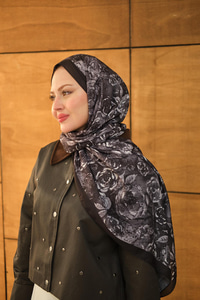 Gül Desen Soft Şal Gri