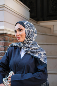 Gül Desen Soft Şal Gri