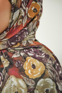 Gül Desen Soft Şal Haki Yeşil