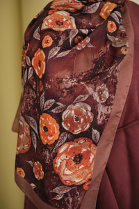 Gül Desen Soft Şal Kahverengi