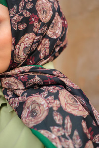 Gül Desen Soft Şal Koyu Yeşil