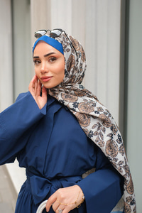 Gül Desen Soft Şal Mavi